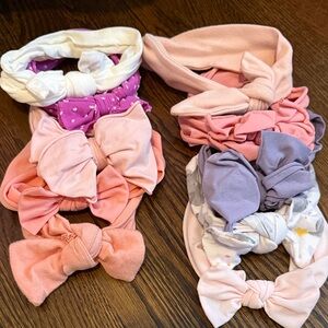 Ruffle Butts Pink, Purple, White & Cream Bow Headband Set